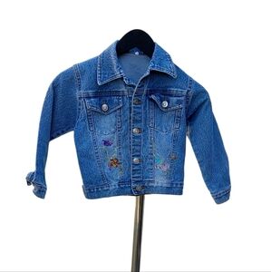 8255....Kids Blue Denim Jacket with Embroidered Details Size 6